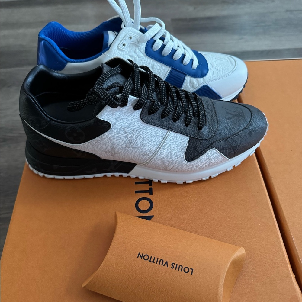 Louis Vuitton Black, White, and Blue Sneakers